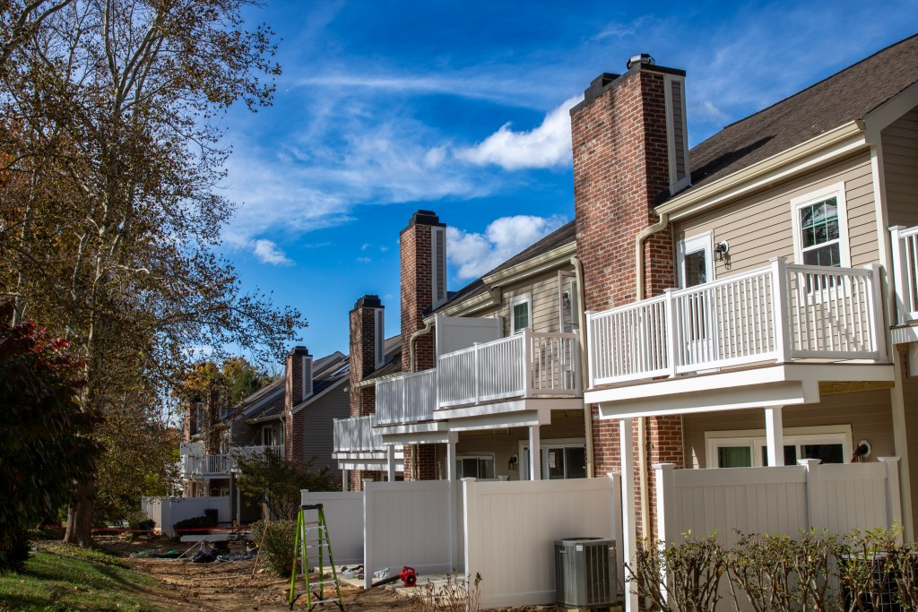 Finished wooden deck installed at Cheswold Village, Chesterbrook, PA